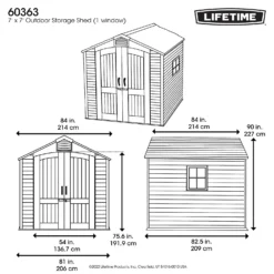 Lifetime 7x7ft Outdoor Storage Shed - Rough-Cut Grey -Westland Shop 13997403 1555000054831001
