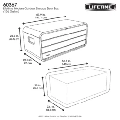 LIFETIME 515L Modern Outdoor Storage Deck Box - Rough-Cut Grey -Westland Shop 13997405 1815000055325515