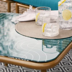 Omari Metal Garden Corner Sofa Set - Teal & Gold -Westland Shop 14005699 4965022704578830