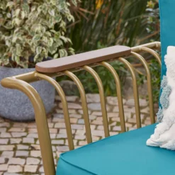 Omari Metal Garden Corner Sofa Set - Teal & Gold -Westland Shop 14005699 6155022704468337