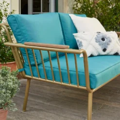 Omari Metal Garden Sofa Set - Teal & Gold -Westland Shop 14005703 3075022638036340