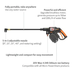 Worx Nitro Brushless Hydroshot Cordless Pressure Washer -Westland Shop 14537894 6565044395731637