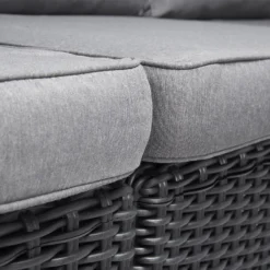 Keter California 3 Seater Outdoor Garden Furniture Chaise Longue - Graphite With Grey Cushions -Westland Shop 14539593 1145041802259396