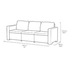 Keter California 3 Seater Outdoor Garden Furniture Chaise Longue - Graphite With Grey Cushions -Westland Shop 14539593 8735041802298177