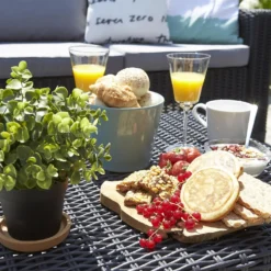 Keter California 4 Seater Outdoor Garden Furniture Chaise Lounge Set - Graphite With Grey Cushions -Westland Shop 14539596 1265041801781484