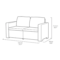 Keter California 5 Seater Double Sofa Outdoor Garden Furniture Lounge Set - Graphite With Grey Cushions 16 Keter California 5 Seater Double Sofa Outdoor Garden Furniture Lounge Set - Graphite With Grey Cushions -Westland Shop 14539597 1545041801824393