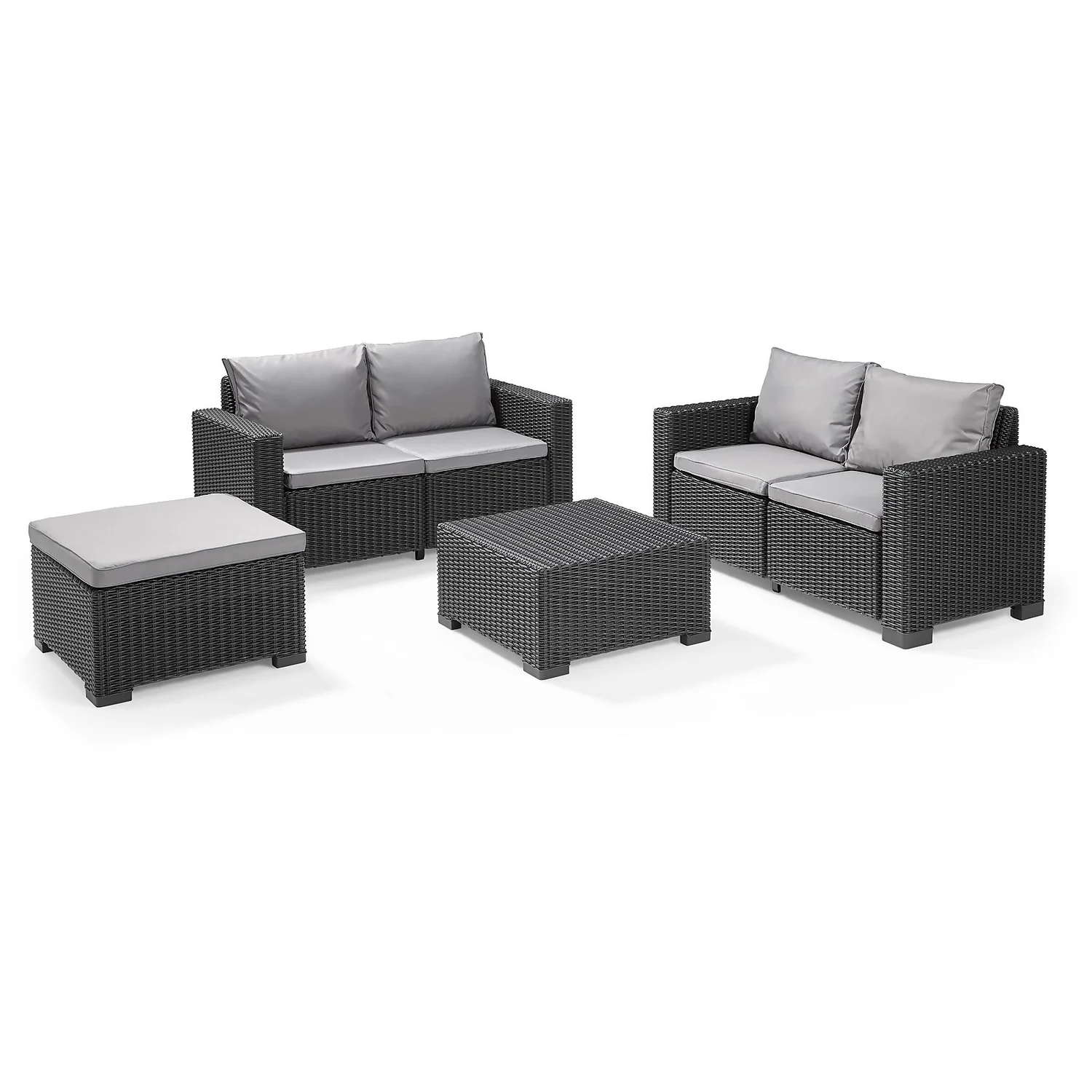 Keter California 5 Seater Double Sofa Outdoor Garden Furniture Lounge Set - Graphite With Grey Cushions 3 Keter California 5 Seater Double Sofa Outdoor Garden Furniture Lounge Set - Graphite With Grey Cushions